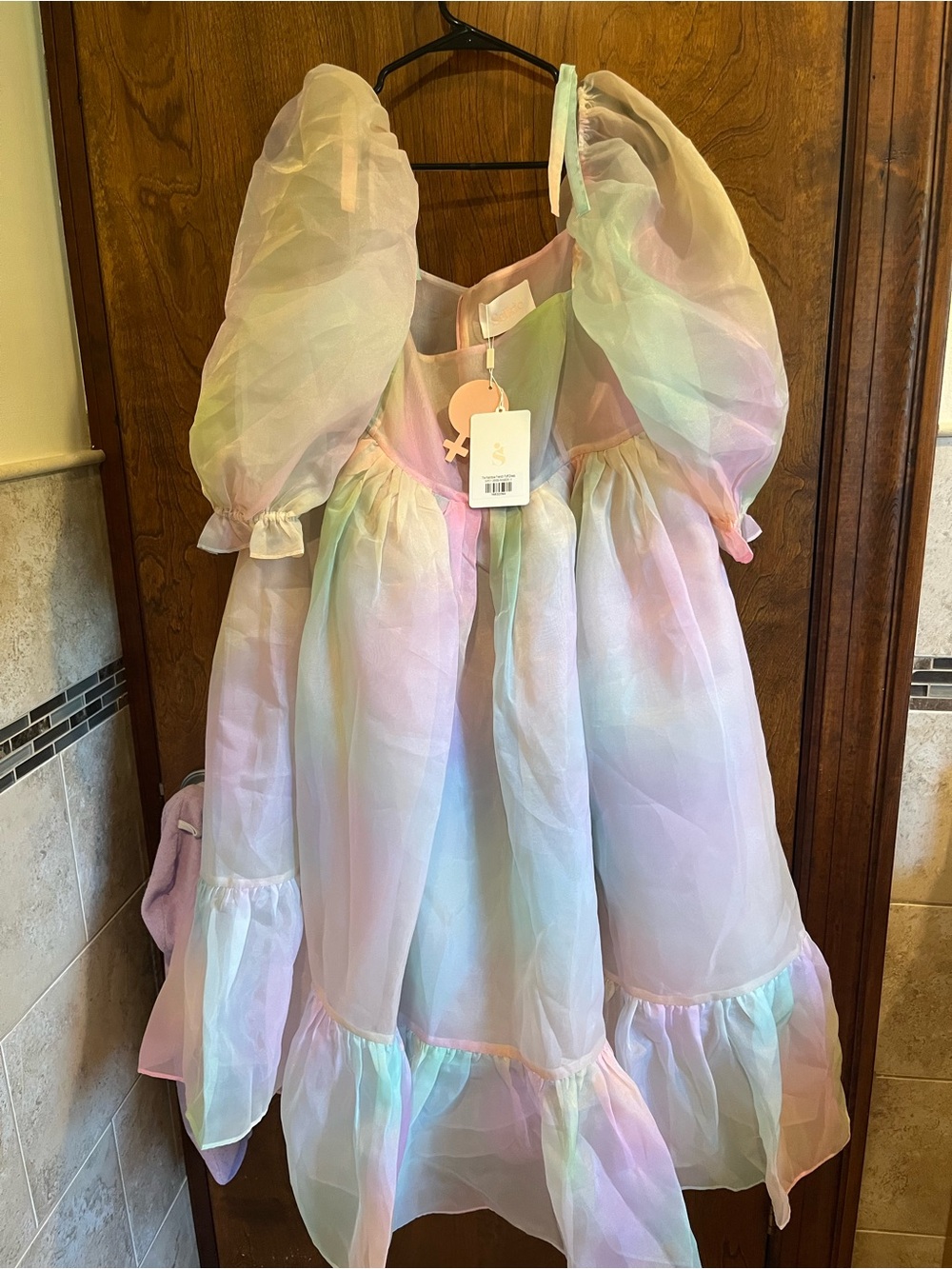 Selkie Rainbow French Puff Midi Dress